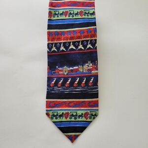 Barbara Finsness The Bermuda Collection Scenes Silk Neck Tie Made in Italy 60" .